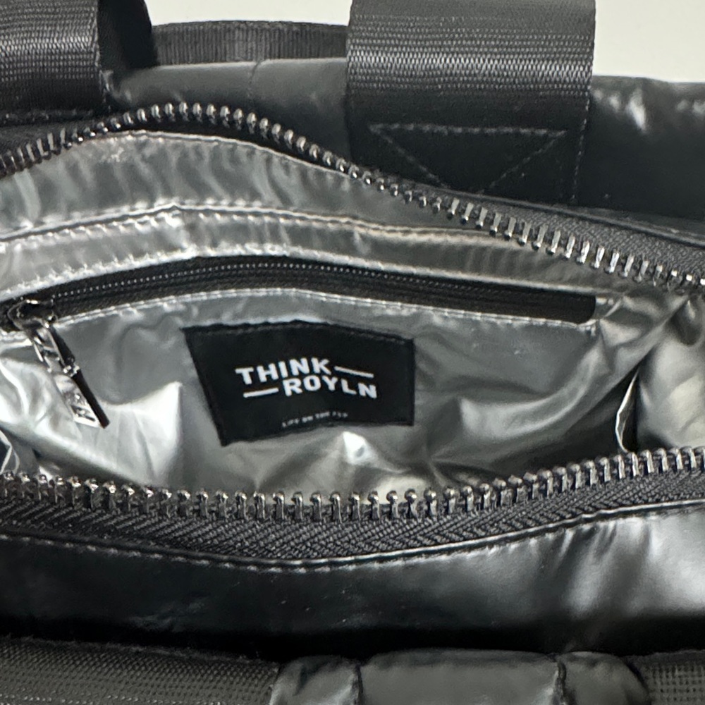 Think Royln Black Puffer Quilted Crossbody Handbag - Picture 2 of 11